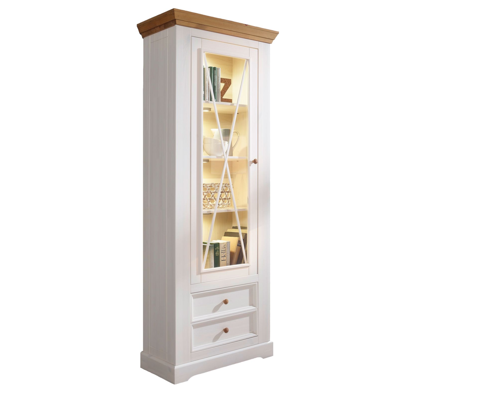 3S Frankenmöbel »Country« Massivholz Vitrine l weiss