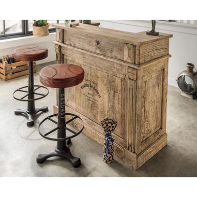 Massivholz »Vintage« Barhocker mit Ledersitz Image