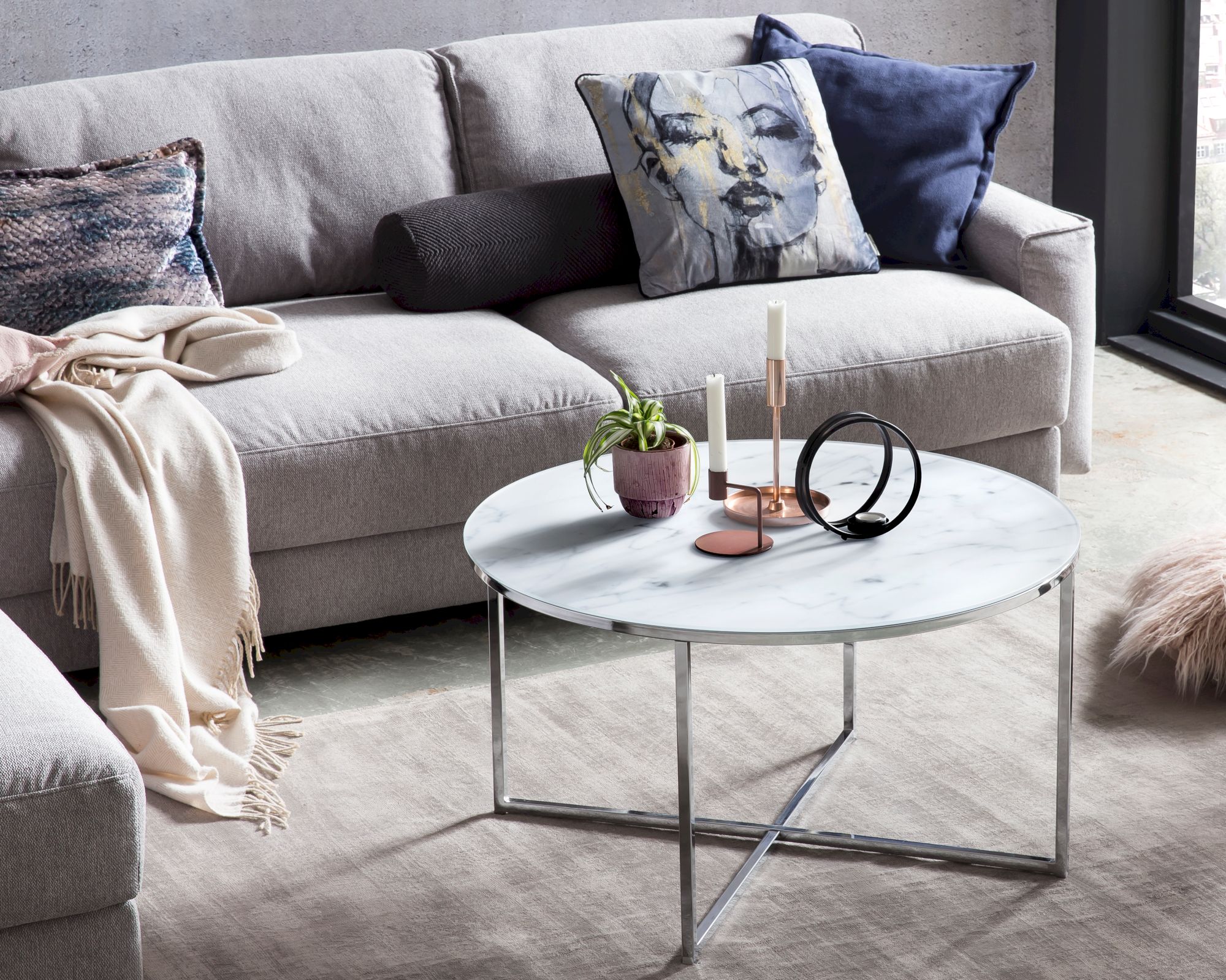 SalesFever »Daisy« Couchtisch Weiß/Chrome