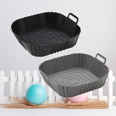 TEMU 2-pack Silicone Air Fryer Liner Inserts, 9-inch Square Reusable Baking Trays, Oven Accessories, Kitchen Gadgets For Baking Tools Image