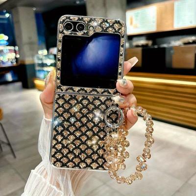 TEMU A And Three-dimensional Patterned Phone Case With A Shiny Bracelet For Galaxy , Z Flip4, , And , Providing Full Protection Against Drops. Image