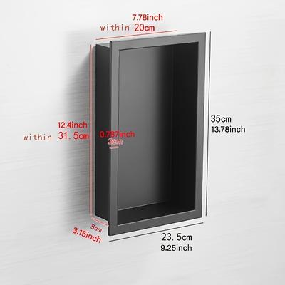 TEMU Sleek Black Stainless Steel Wall-mounted Storage Cabinet For Bathroom - Contemporary Hidden Organizer Image