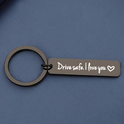 "TEMU 1pc Stainless Steel Keychain With "drive Safe, I Love You" Engraving - Ideal Father's Day Gift For , Valentine's Day Or Thanksgiving, Holiday Gift|personalized Keychain| Keychain" Image