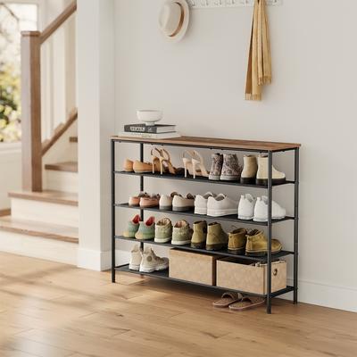 TEMU Shoe Rack With , Space-saving For Entrance Area, 4 Fabric Shelves, Shoe Storage, Metal, Shoe Rack Organizer Image