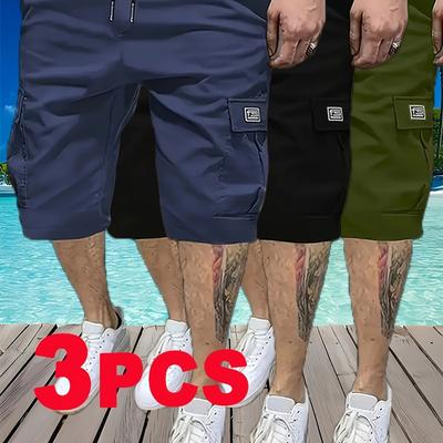 TEMU 2025 Summer '-piece Set Featuring Loose Straight Cargo Shorts, Trendy Cool-feel Sports Casual Five-point Pants. Image
