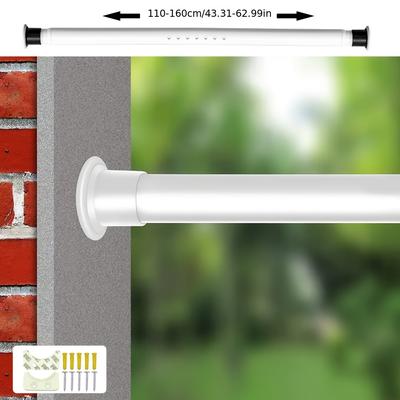 TEMU Easy-install No-drill Adjustable Curtain Rod - Heavy Duty Metal Tension Rod For Shower, Room Divider & Window Decor Image