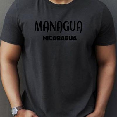 TEMU City Nicaragua Print Tee Shirt, Tees For Men, Casual Short Sleeve T-shirt For Summer, Print Tee Shirt Image