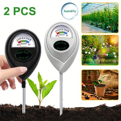 TEMU 2pcs Soil Moisture Meter Set For Garden And Lawn Care - Easy-to-read Lcd Display, Indoor/outdoor Use, No Batteries Needed, Durable Metal Construction Image