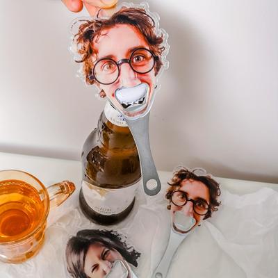 TEMU 1pc Custom Acrylic Photo Bottle Opener Keychain – Personalized Gift For Boyfriend, Birthday, Or Groomsmen, Fun Party Accessory With Design Image