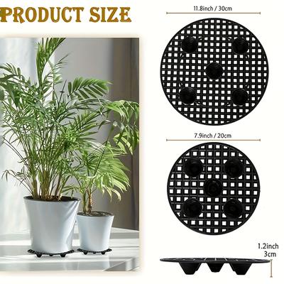 TEMU 4pcs Black Plastic Plant Lifters - Portable Potted Plant Stands For Indoor & Outdoor Use, Prevents Floor And Terrace Damage, Durable And Easy To Clean Image