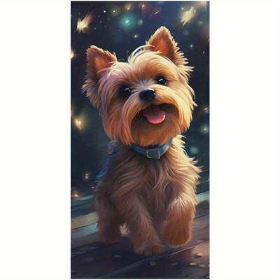 TEMU 1pc Yorkie Towel - 27.5x55 Inches, Adorable Yorkshire Terrier Design With , Swimming, Yoga, Gym & Camping Image