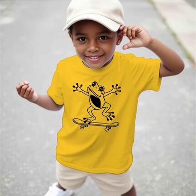TEMU Frog On And Girls New Casual Short-sleeved T-shirt Summer Children's Round Neck Clothing Printed T-shirt Bottoming Shirt Image