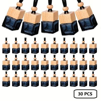 TEMU 30pcs/50pcs Hanging Car Air Freshener Car Diffuser Bottles Empty Glass Perfume Bottles Air Freshener Diffuser Bottle Pendant For Essential Oils Fragrance Bottle Ornament Image