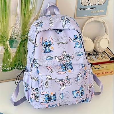 TEMU Stitch & Backpack - Lightweight Nylon Travel Bag With Plush Bunny, Multiple Zipper Pockets, Adjustable Strap, School, Work, Or Valentine's Day Gift, School Backpack | Design | Durable Backpack Image