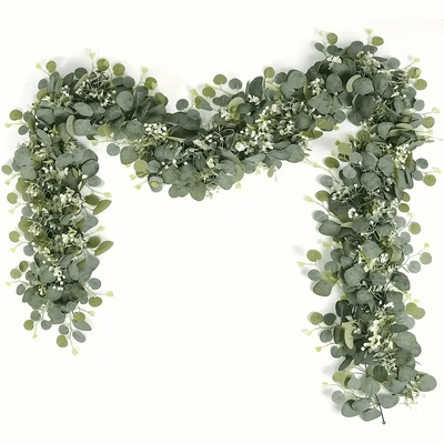 TEMU 1pc Simulated Eucalyptus Vine Plastic Decoration, Starry Sky, Use Without Power, For Wedding Arch, Office, Coffee Shop, Home, Party, Prom Image