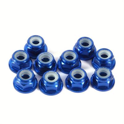TEMU 10pcs M3 Nylon Insert Aluminum Nuts Hex Lock Nut Royal Blue, Prevent Vibration Lock Hardware/ Vehicles Image