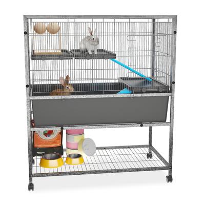 TEMU Rabbit Hutch, Cage, Wire Cage, Rabbit Small Animal Hutch With Ramp, Guinea Pig Cage, Small Animal Cage, Puppy Enclosure, Rabbit Enclosure Image