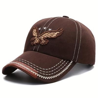 TEMU 1pc Men' Eagle Embroidery Baseball Cap - Adjustable Size, Casual Streetwear, Sun-protective, Outdoor Sports, Golf, And Gifts, Casual Headwear | Stylish Headgear | Adjustable Image