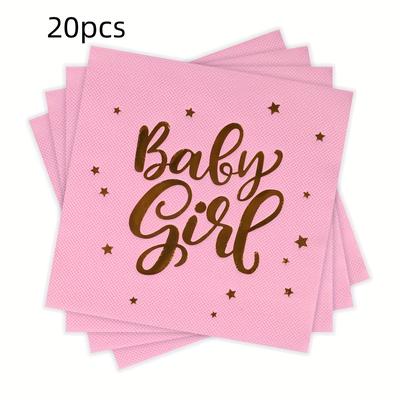 "TEMU 2ply Pink & Golden " Girl" Printed Napkins - Starry Design, Showers & Celebrations, Party Decorations | Starry Design | 2ply Construction, Shower Decorations" Image