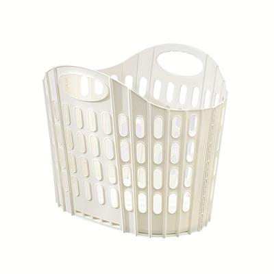TEMU 1pc Collapsible Laundry Basket, Large Capacity Storage Hamper, Space-saving, Polypropylene, With Handle, Rectangular Shape For Bathroom - In Pink/blue/grey, Laundry Baskets Image