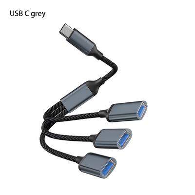 TEMU 3-in-1 , Multiport Adapter With Dual Usb-c & Usb-a Ports, Otg Converter For Laptop, - Transfer, , Compatible With Phones/tablets Image