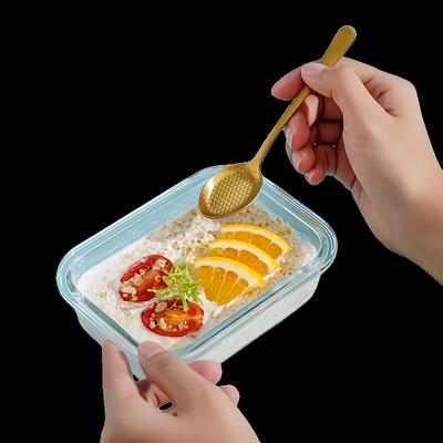 TEMU 2pcs (thickened Silicone Borosilicate Glass Lunch Box 1pc + Special Fine Breathable Lid 1pc) Rectangular Glass Food Container Set Worker Fresh-keeping Bento Box Image
