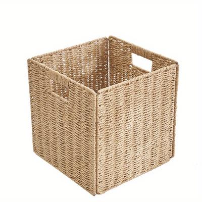TEMU Versatile Foldable Storage Basket - Rattan, Clothes, Toys & Snacks Organizer, Ideal For Bedroom & Home Organization Image
