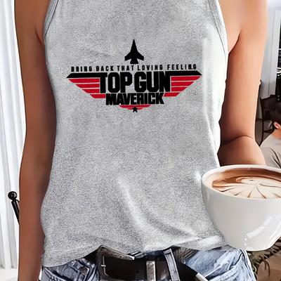 "TEMU Women's "" Graphic Tank Top - Casual, Sleeveless, Lightweight, , Casual Summer Top| |stretchy Fabric" Image