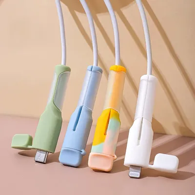 Charger Cable Protector, Type-C to Type-C/iPhone/USB A Silicone Charger Cord Protector, 2-in- Cord Protector with Cable Winder