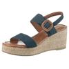 Keilsandalette MARCO TOZZI, Damen, Gr. 41, blau (navy), Textil, unifarben, Veloursleder, klassisch, Schuhe, Sommerschuh, Riemchensandale mit Feel Me-Ausstattung