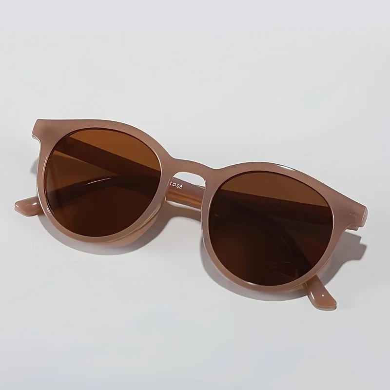 1 Stück runde Unisex-Brille mit Kunststoffrahmen und reflektierenden Gläsern, geeignet zum Wandern und Alltag – dekorative Brille Image