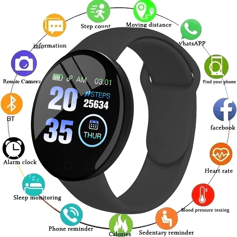 2025 neue D18 Smart Armband Echt Schritt Zählen Mode Wecker Uhr Bluetooth Musik Fitness Tracker Sport Smartwatch Android Image