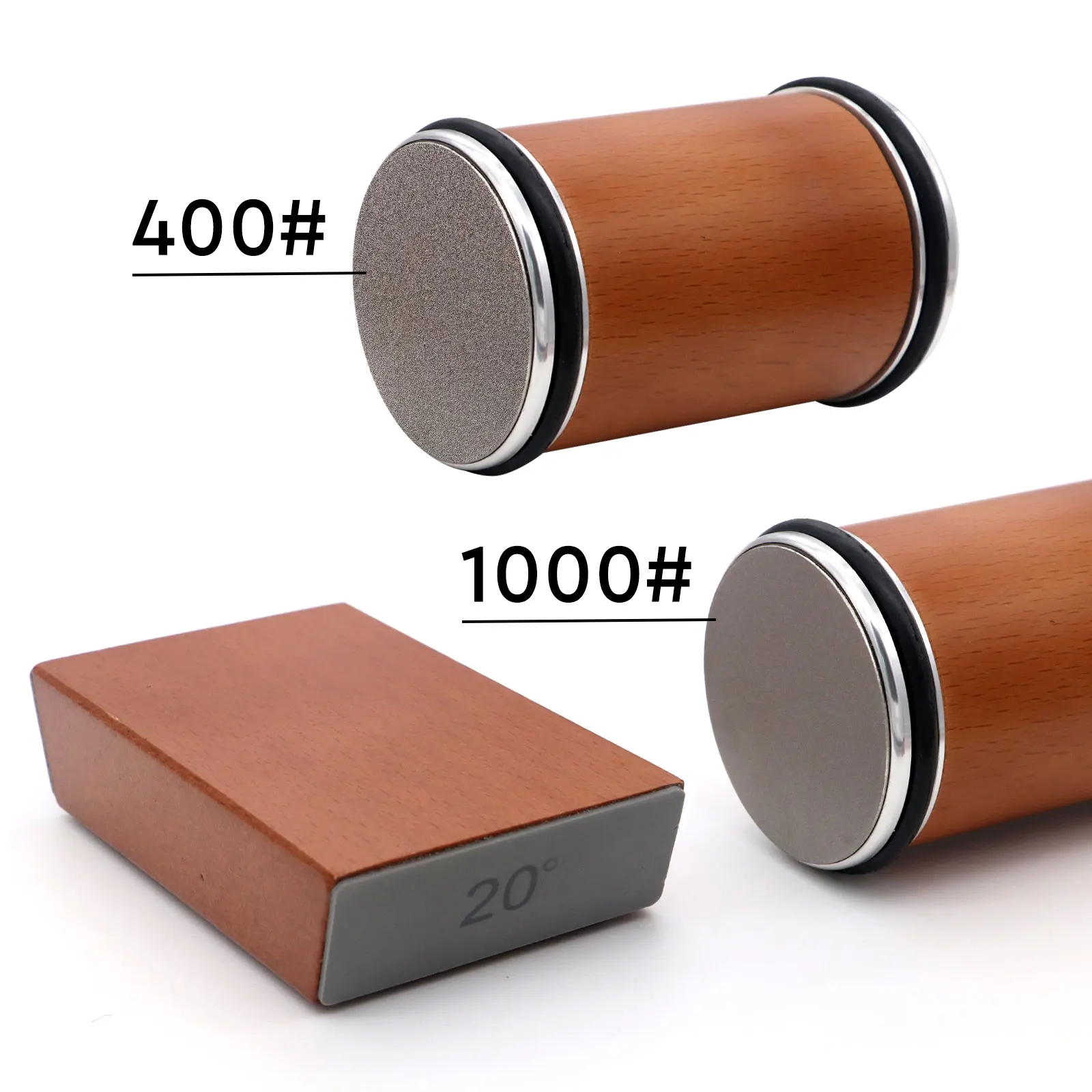 Rollender Messerschärfer, doppelseitiger Diamant-Schleifstein, 15 und 20 Grad, magnetischer Winkel, Rollenschärfen für Küchenmesser Image