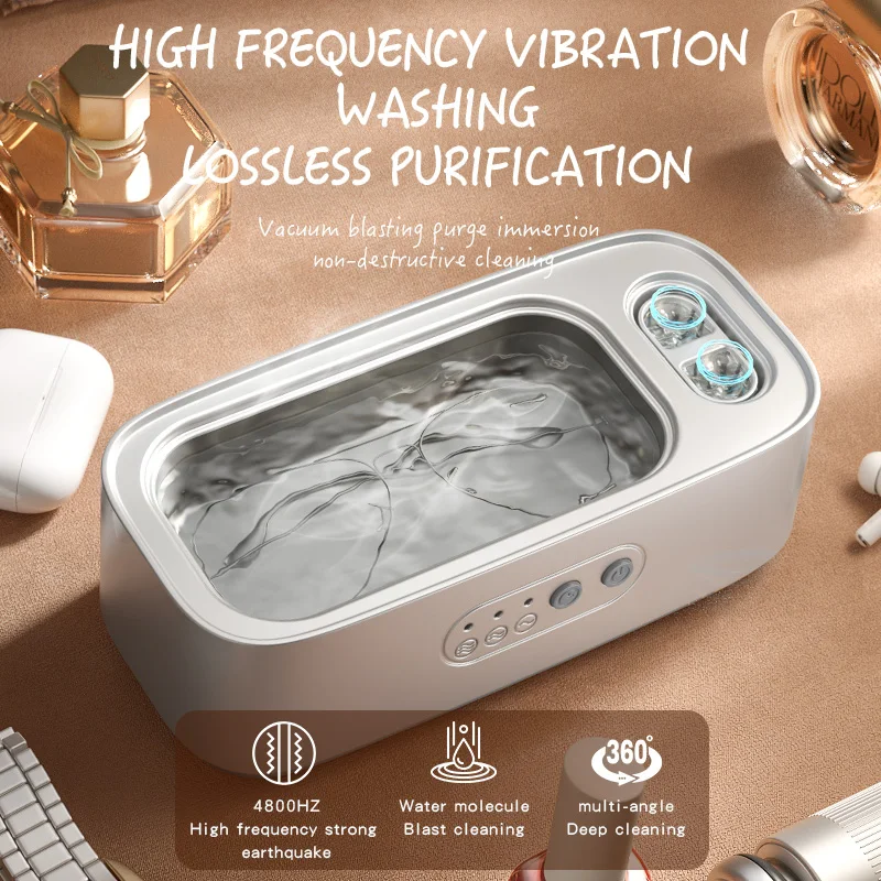 Ultraschall-Reinigungsmaschine, Hochfrequenz-Reiniger, Doppelbehälter, Vibration, volle Reinigung, Schmuck, Haushalt, verstellbarer Reiniger. Neu Image