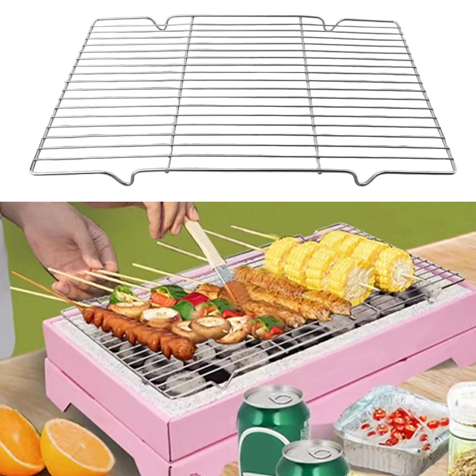 Edelstahl Matte Net Gitter Form Rechteck Grill Grillen BBQ Mesh Net Fleisch Gemüse Steak Picknick Party Grill Werkzeug Image