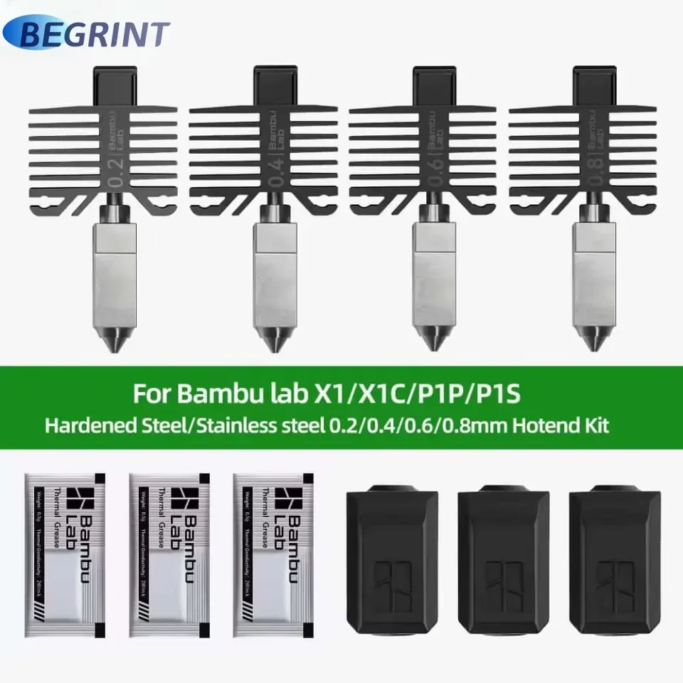 Original Hotend Für Bambu Lab X1 X1C P1P P1S Hartstahl Düsen Bambus Kinderwagen Combo Thermistor Für X1 P1 lüfter