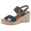 Keilsandalette MARCO TOZZI, Damen, Gr. 37, blau (navy), Textil, unifarben, Veloursleder, klassisch, Schuhe, Sommerschuh, Riemchensandale mit Feel Me-Ausstattung
