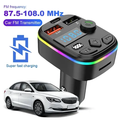 Kompatibler FM-Transmitter Bluetooth 5.3, unterstützt TF-Karte, U-Disk, Handy-Ladegerät, Freisprecheinrichtung, MP3-Player, Radio, Auto-FM-Transmitter