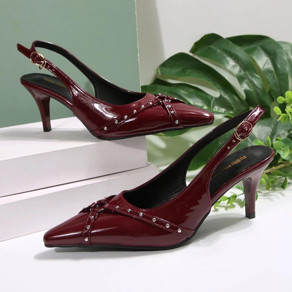 Street Style Sexy Schnalle Frauen Pumpen Elegante Spitz Dünne High Heels Bankett Party Slingback Schuhe