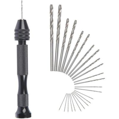 Mini-Handbohrmaschine, Spiralbohrer + 25 Mikro-Akku-Spiralbohrer, Aluminium-Schraubstock, Image