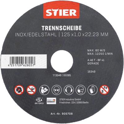 STIER Trennscheibe Edelstahl 125 x 1,0 x 22,23 mm, Form gerade Image