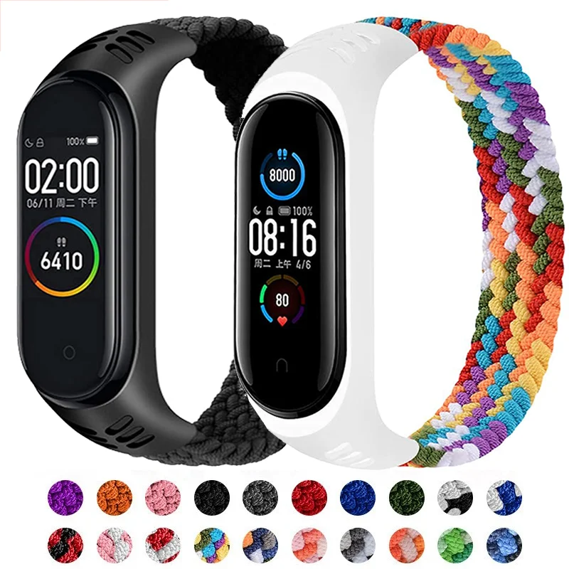 Armband für Xiaomi Mi Band 6 Riemen Nylon geflochtenes Solo Loop-Armband NFC Smartwatch Miband 7 Gürtel Correa auf Mi Band 8 7 5 4 3 Image