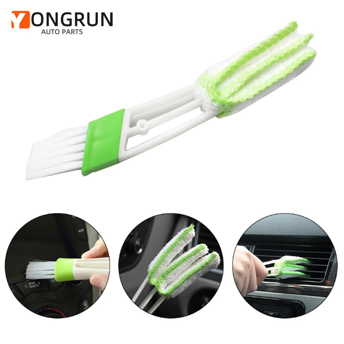 1/3/5 stücke Auto Dual Kopf Klimaanlage Pinsel Air Outlet Pinsel Innen Grün Reinigung Pinsel Multifunktionale Reinigung Pinsel Image