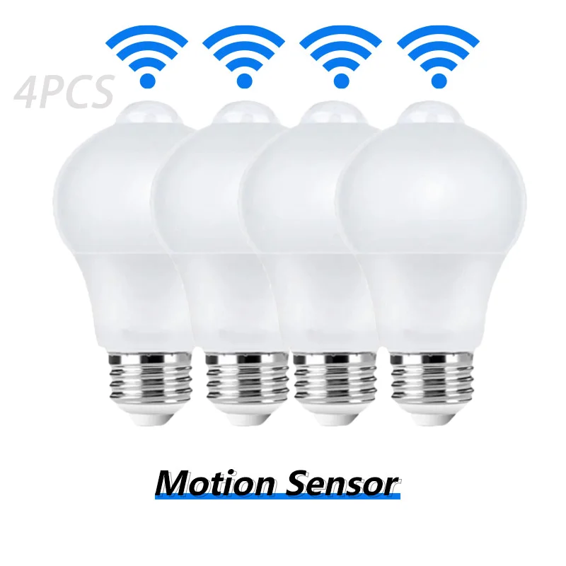 4 stücke Motion Sensor LED Licht 220 V E27 6 W 9 W 12 W 15 W 18 W 20 W LED Lampe Auto Smart Infrarot Led-lampe Energiesparende Bombillas Hause