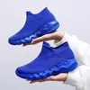 Mode Blau Casual Sneakers Männer Stricken Atmungsaktive Herren Socken Schuhe Große Größe 35-48