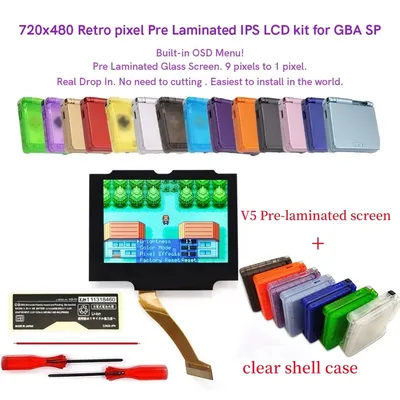 Hispeedido Pre-Laminated Desaturation V5 Drop in 720x480 Retro Pixel Backlight LCD Screen +Pre-cut