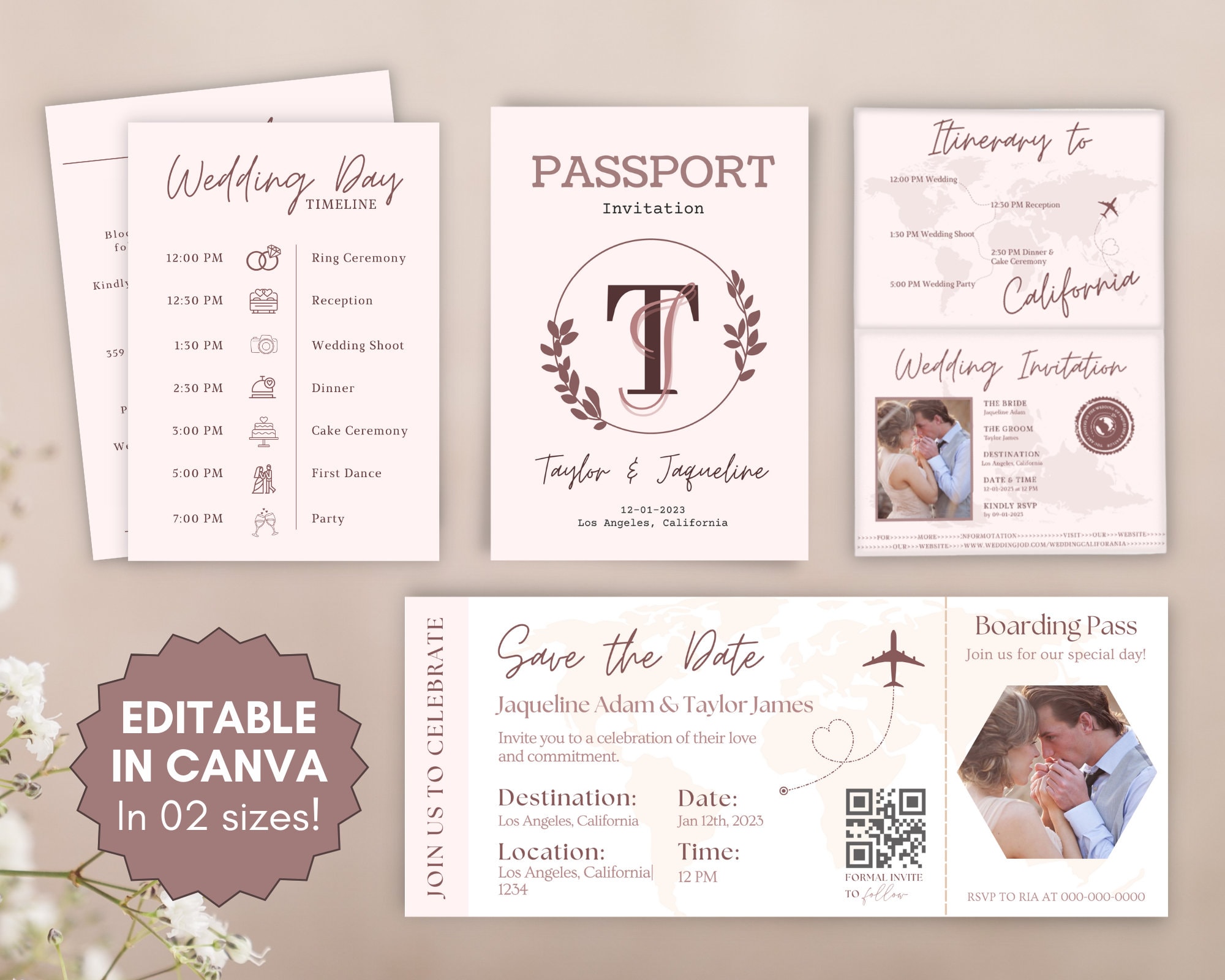 Modello di passaporto, invito a nozze a destinazione, invito alla carta d'imbarco, invito a nozze con passaporto stampabile, matrimonio a tema viaggio