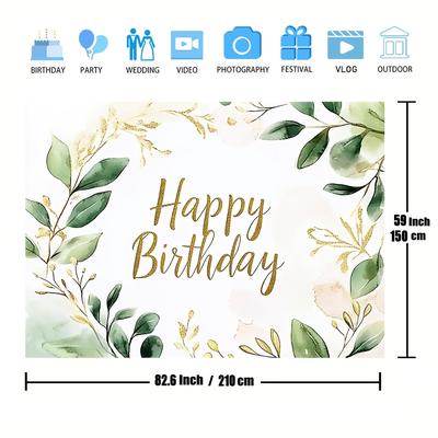 TEMU Eucalyptus & Succulent Leaves Photography Backdrop - Polyester Fabric, Party Decorations & Studio Image