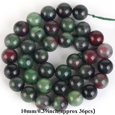 TEMU Teowaki Red & Green Agate Beads 6-10mm - Natural Stone Round Loose Beads For Making, Bracelets, Necklaces, Earrings - Fashionable Accessories For Shoes, Boots, Watches Image