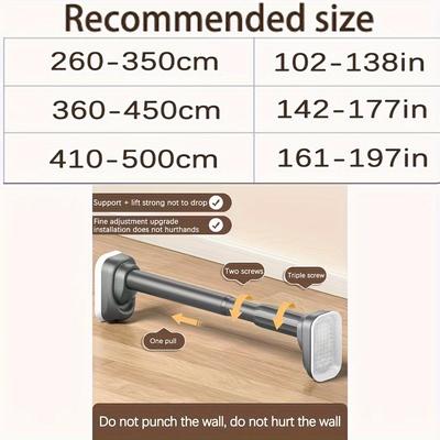 TEMU Easy-install No-drill Telescopic Clothes Rod - Versatile For Balcony, Bathroom & Wardrobe - Durable Metal Construction, Fixed, Curtain Rod, Wall Hanging Image